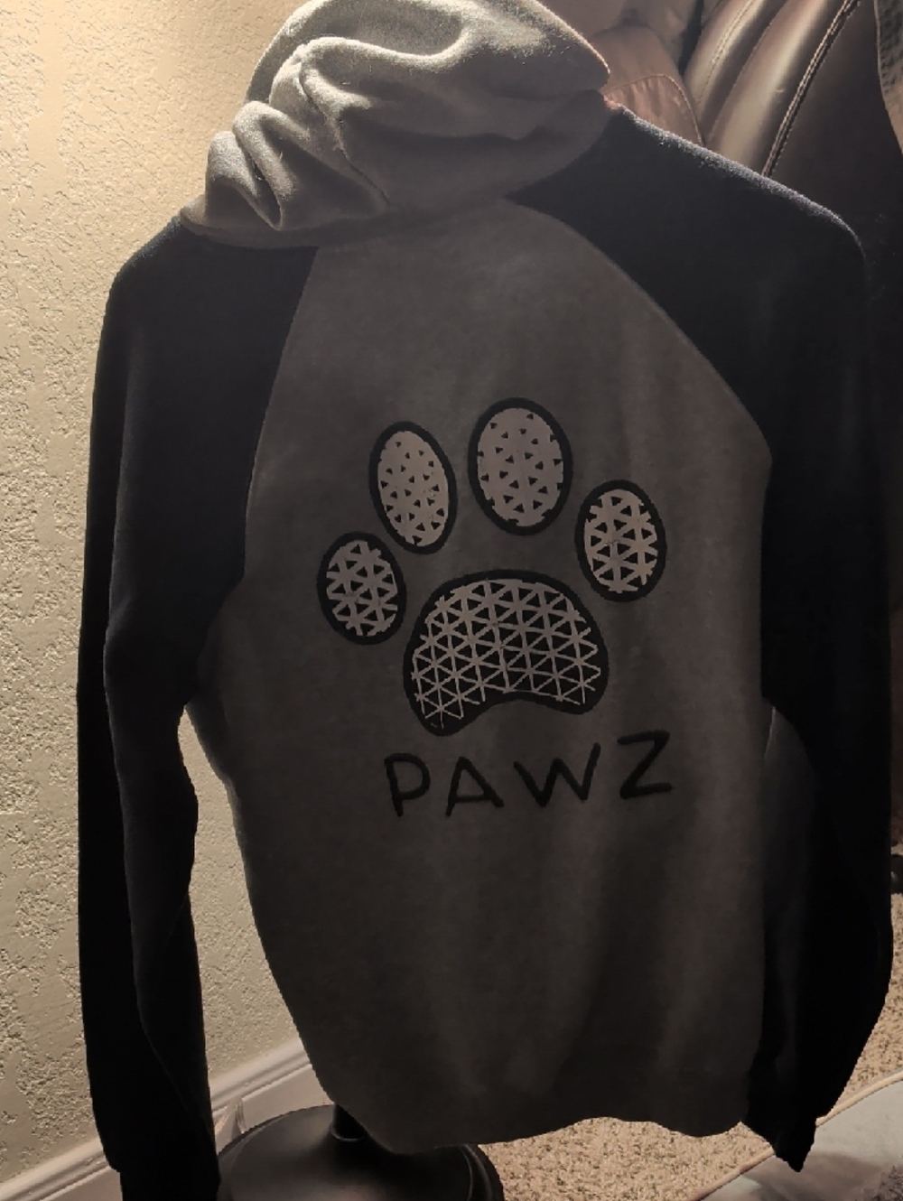PAWZ Women's Gray & Black Crewneck Hoodie with Paw Logo - Picture 2 of 3
